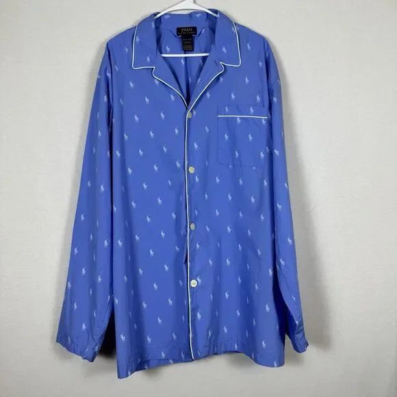 Polo Ralph Lauren Blue Pajama Top Men’s 1XT Big & Tall Pony Logo - Picture 1 of 13